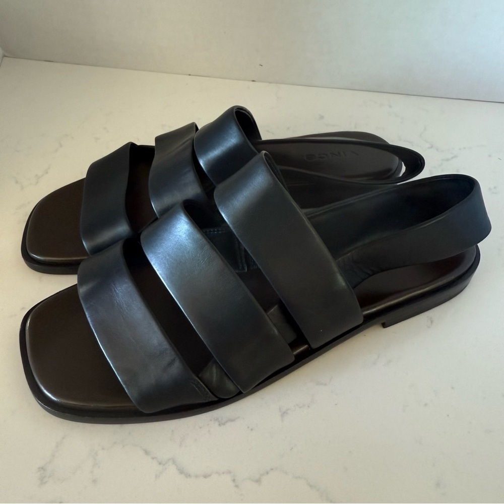 Vince Women’s Mazie Slingback Sandals – Black Leather – Size 6 - Picture 4 of 5